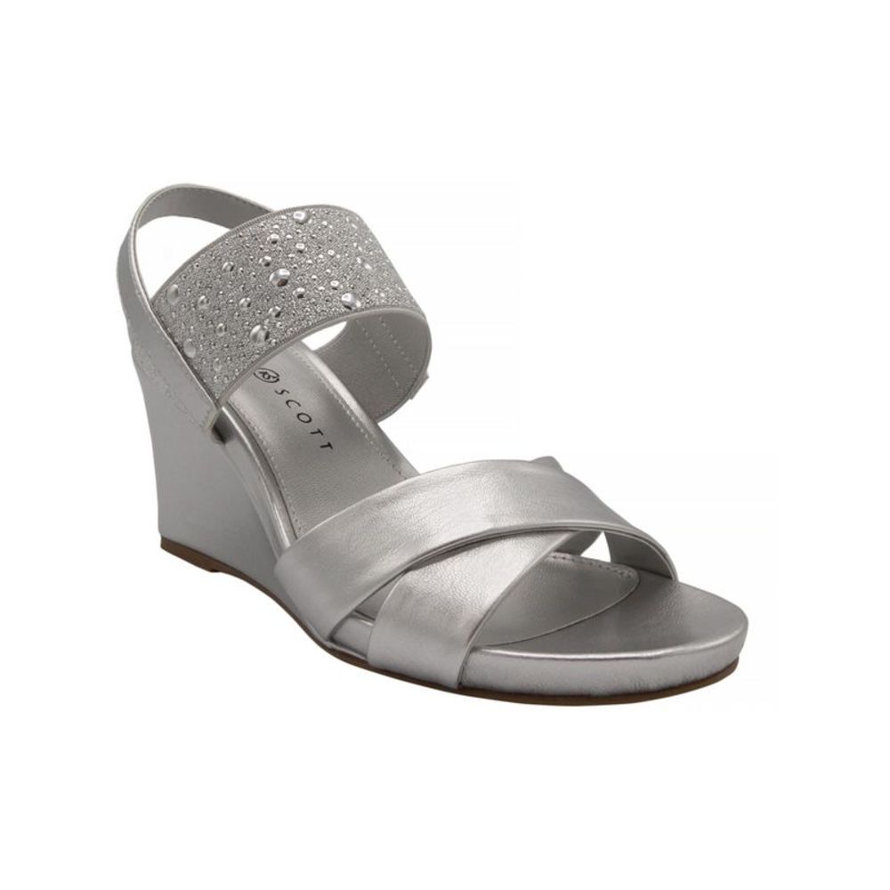 Karen Scott Metallic Silver Wedge Sandals